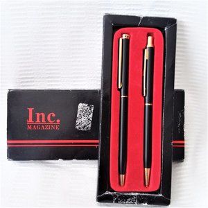 Vintage Pen & Mechanical Pencil Gift Set INC MAGAZINE Orig Box Advertising Taiw